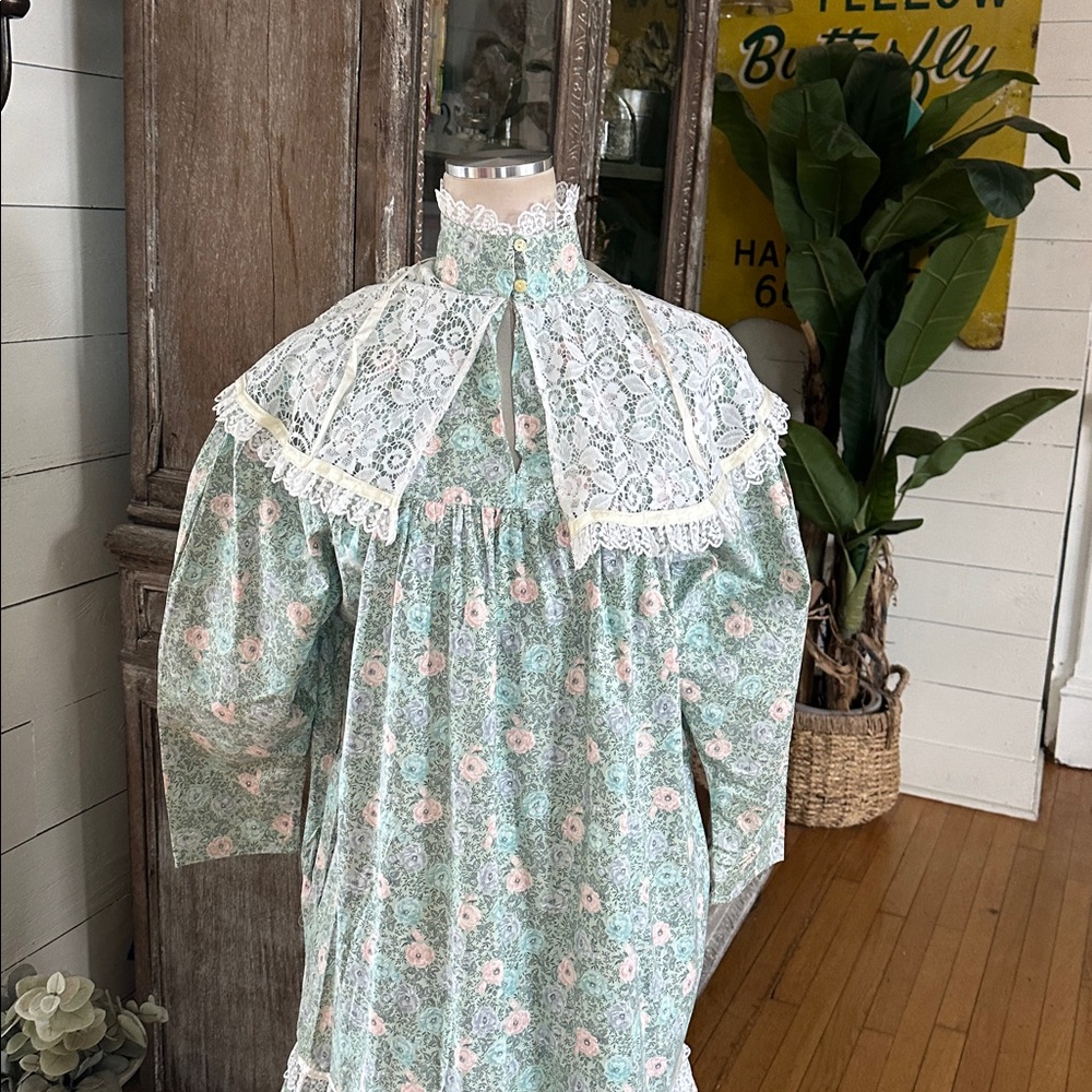 GUNNE SAX VINTAGE FLORAL DRESS LACE TRIM XL * POCKETS EXCELLENT - Picture 5 of 7